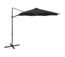 Parasol Déporté Avec Mât Et Lumières LED Noir 300 Cm