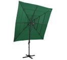 Parasol à 4 Niveaux Avec Mât En Aluminium Vert 250x250 Cm