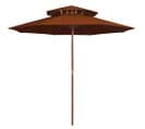 Parasol Double Avec Mât En Bois Terre Cuite 270 Cm