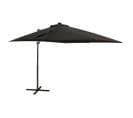 Parasol Déporté Avec Mât Et Lumières LED Noir 250 Cm