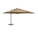 Parasol Déporté Avec Mât Et Lumières LED Taupe 300 Cm