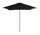 Parasol D'extérieur Avec Mât En Bois Noir 270 Cm