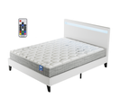 Ensemble Matelas ressorts ensachés + lit LED 120x190 cm ep. 25cm accueil mémoire de forme