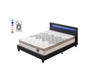 Ensemble Matelas Ressorts Ensachés + Lit Eclairage à LED 140x190 Cm Epaisseur 28cm Accueil Moussehd