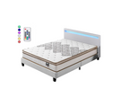 Ensemble Matelas Ressorts Ensachés + Lit Eclairage à LED 140x190 Cm Epaisseur 28cm Accueil Mousse HD