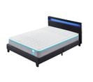 Ensemble Matelas Mousse + Lit Avec Tête De Lit 140x190 Cm Epaisseur 28cm Equilibré Accueil Latex