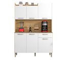 Buffet De Cuisine 6 Portes 1 Tiroir Chêne Et Blanc Largeur 122 Cm