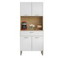 Buffet De Cuisine 4 Portes 1 Tiroir Chêne Et Blanc L 74.5 H 170.5 P 36.3 Cm