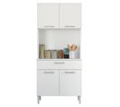 Buffet De Cuisine 4 Portes 1 Tiroir Blanc 3 Niches L 80 H 180 P 36.3 Cm