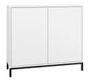 Buffet Blanc 2 Portes 4 Niches Pieds Métal Noirs Square