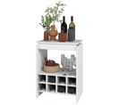 Console - Meuble Bar Blanc Rangement 8 Bouteilles Float