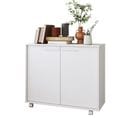 Buffet Armoirette 2 Portes 4 Niches Blanc L 90 Cm Sur Roulettes