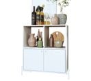 Buffet Armoirette 2 Portes 4 Niches Blanc L 75 Cm Sur Pieds Métal Ronds