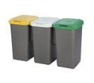 3x25l Poubelles De Recyclage En Plastique 79 X 33 X 48 Cm