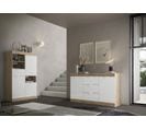 Buffet 2 portes 3 tiroirs L.135 cm SLIM imitation chêne et blanc