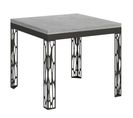 Table Extensible 90x90/180 Cm Ghiblilibra Ciment Cadre Anthracite