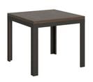 Table Extensible 90x90/180 Cm Linealibra Noyer Cadre Anthracite