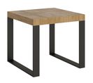 Table Extensible 90x90/246 Cm Tecno Chêne Nature Cadre Anthracite