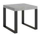 Table Extensible 90x90/246 Cm Tecno Ciment Cadre Anthracite