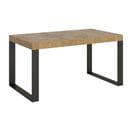 Table Extensible 90x160/264 Cm Tecno Chêne Nature Cadre Anthracite