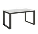 Table Extensible 90x160/264 Cm Tecno Evolution Frêne Blanc Cadre Anthracite