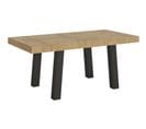 Table Extensible 90x180/440 Cm Bridge Chêne Nature Cadre Anthracite