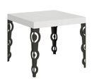 Table Extensible 90x90/246 Cm Karamay Frêne Blanc Cadre Anthracite