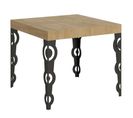 Table Extensible 90x90/246 Cm Karamay Chêne Nature Cadre Anthracite