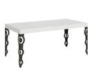 Table Extensible 90x180/440 Cm Karamay Frêne Blanc Cadre Anthracite