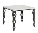 Table Extensible 90x90/180 Cm Karamay Libra Frêne Blanc Cadre Anthracite