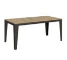 Table Extensible 90x180/440 Cm Flame Evolution Chêne Nature Cadre Anthracite