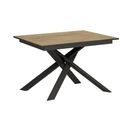 Table Extensible 90x120/180 Cm Ganty Chêne Nature Bande De Chante Anthracite Cadre Anthracite