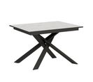 Table Extensible 90x120/180 Cm Ganty Blanc Spatulé Bande De Chante Anthracite Cadre Anthracite