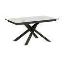 Table Extensible 90x160/220 Cm Ganty Frêne Blanc Bande De Chante Anthracite Cadre Anthracite