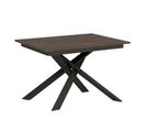 Table Extensible 90x120/180 Cm Ganty Noyer Bande De Chante En Teinte Cadre Anthracite