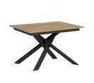 Table Extensible 90x120/180 Cm Ganty Chêne Nature Bande De Chante En Teinte Cadre Anthracite