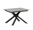 Table Extensible 90x120/180 Cm Ganty Ciment Bande De Chante En Teinte Cadre Anthracite