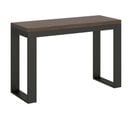 Table Extensible Portefeuille 120x45/90 Cm Tecno Double Noyer Cadre Anthracite