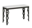 Table Extensible 120/200x45/90 Cm Karamay Double Frêne Blanc Cadre Anthracite