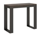 Console Extensible 90x40/196 Cm Tecno Evolution Small Noyer Cadre Anthracite