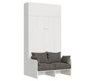 Armoire Lit Escamotable Vertical 140 Kentaro Sofa Avec Èlèment Haut Frêne Blanc