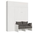 Armoire Lit Escamotable Vertical 120 Kentaro Sofa Avec Colonne Et Élements Hauts Frêne Blanc