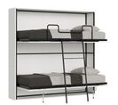 Lit Escamotable Horizontal Superposé 2 Couchages 85 Kando Avec Matelas Frêne Blanc