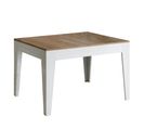 Table Extensible 90x120/180 Cm Cico Mix Dessus Chêne Nature Cadre Frêne Blanc