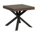 Table Extensible 90x90/194 Cm Clerk Dessus Noyer Pieds Anthracite