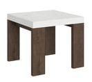 Table Extensible 90x90/246 Cm Roxell Mix Dessus Frêne Blanc Pieds Noyer