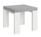 Table Extensible 90x90/246 Cm Roxell Mix Dessus Ciment Pieds Frêne Blanc