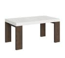 Table Extensible 90x160/264 Cm Roxell Mix Dessus Frêne Blanc Pieds Noyer