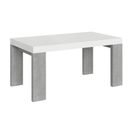 Table Extensible 90x160/264 Cm Roxell Mix Dessus Frêne Blanc Pieds Ciment