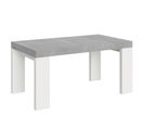 Table Extensible 90x160/264 Cm Roxell Mix Dessus Ciment Pieds Frêne Blanc